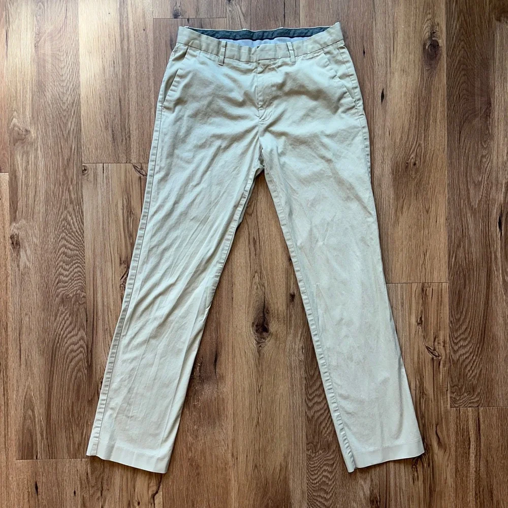 Murano Wardrobe Essentials Mens Khaki Chino Pants 32x34 Front Stretch Cotton